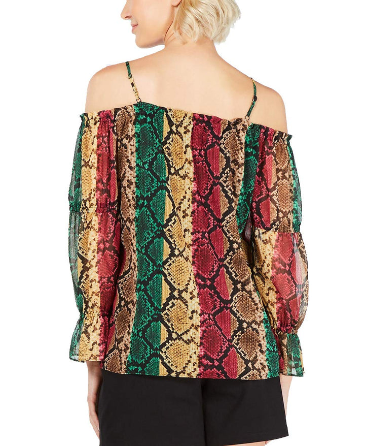 INC Multicolor Python-Print Top