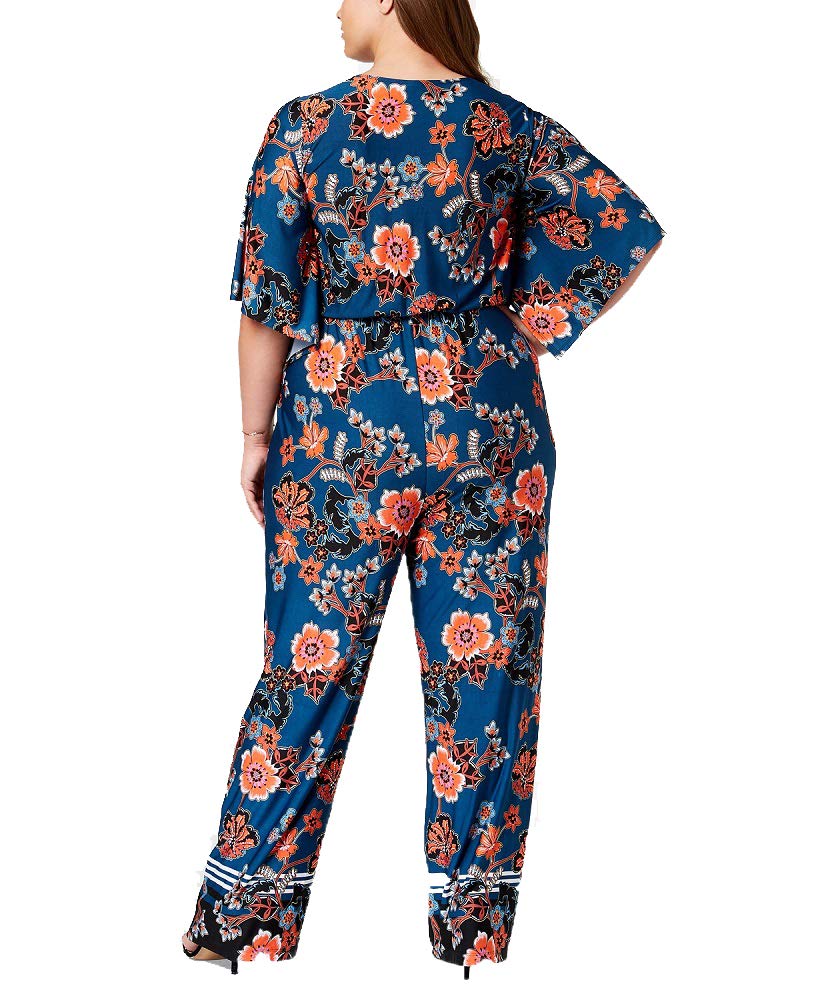 NY Collection Plus Size Printed Kimono Sleeve Jumpsuit