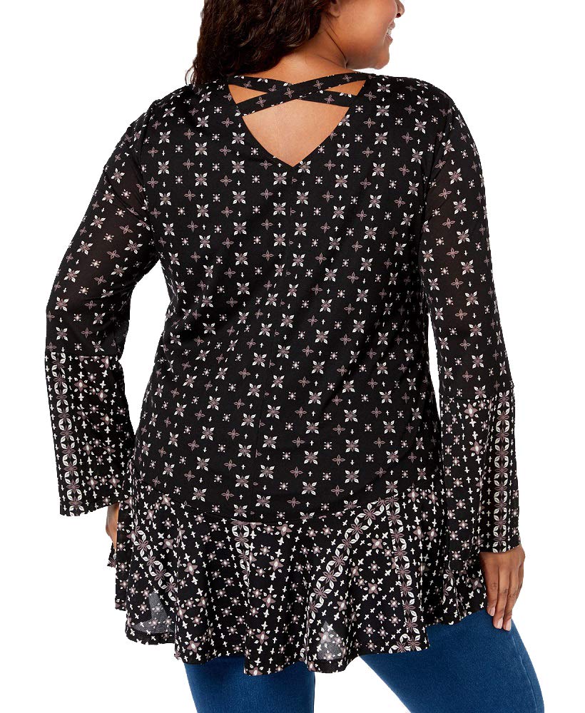 Style & Co Plus Size Mixed Print Flounce Hem Top