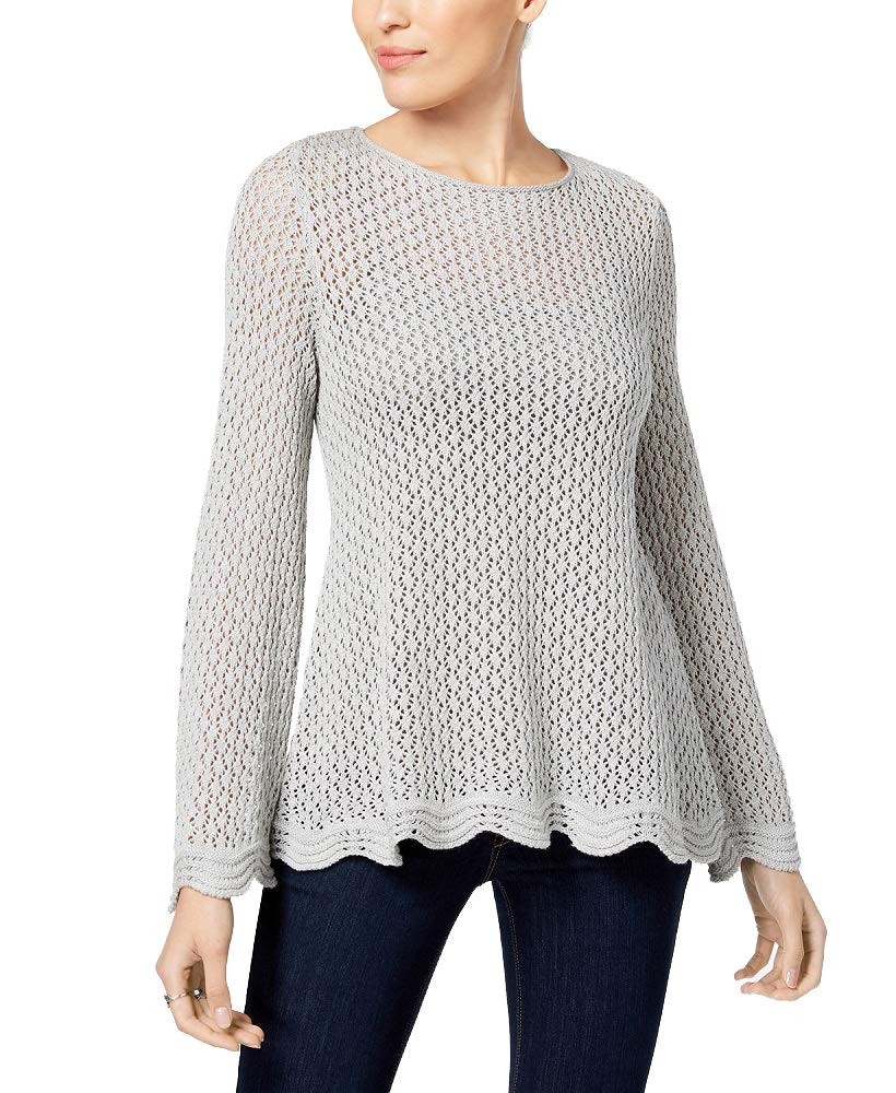 Style & Co Petite Open Knit Boat Neck Sweater