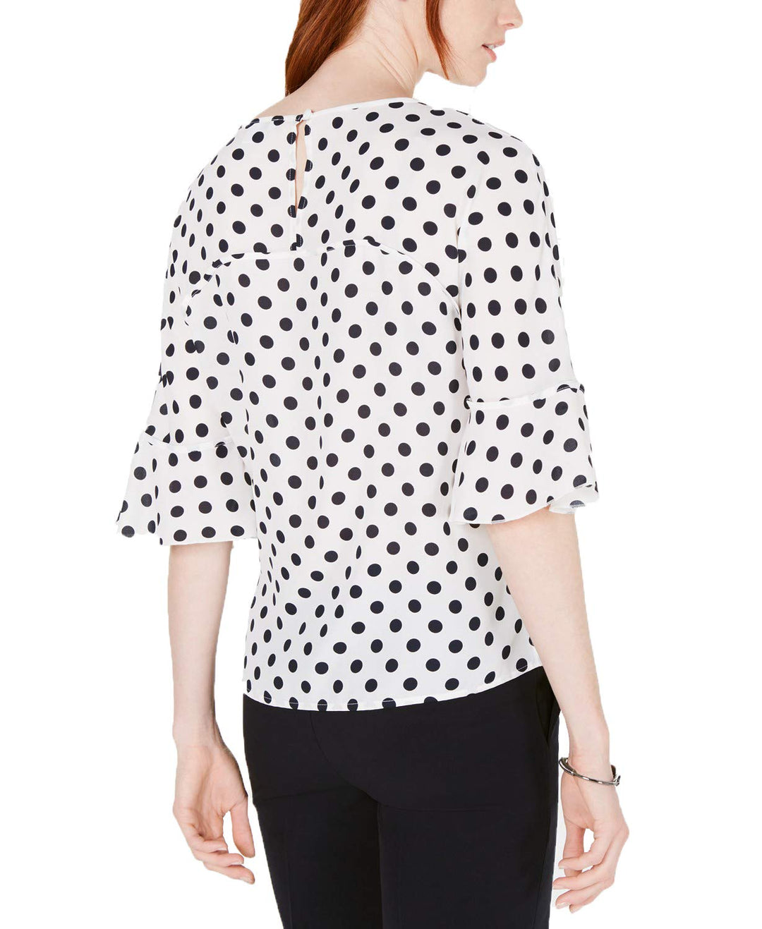 Bar III Polka Dot Ruffle Sleeve Top