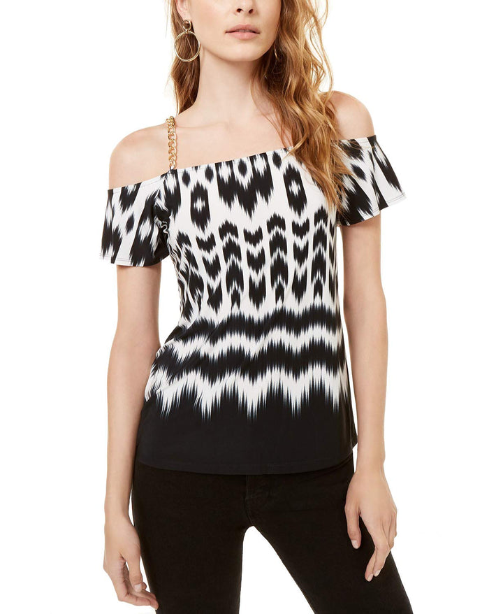 Chain Strap Cold Shoulder Top
