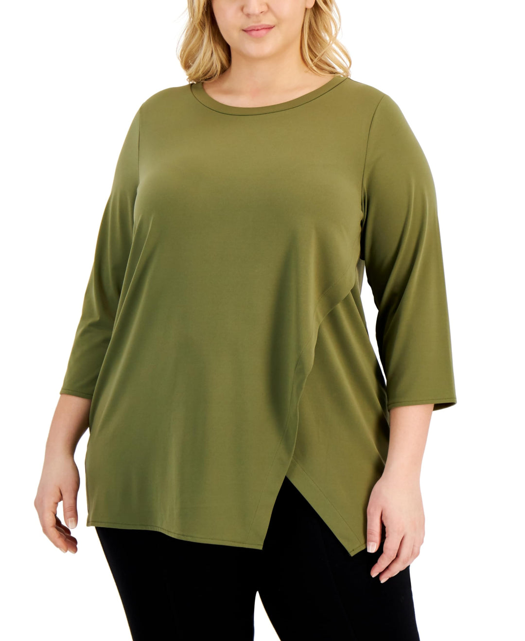 Alfani Plus Size Crossover Hem Tunic