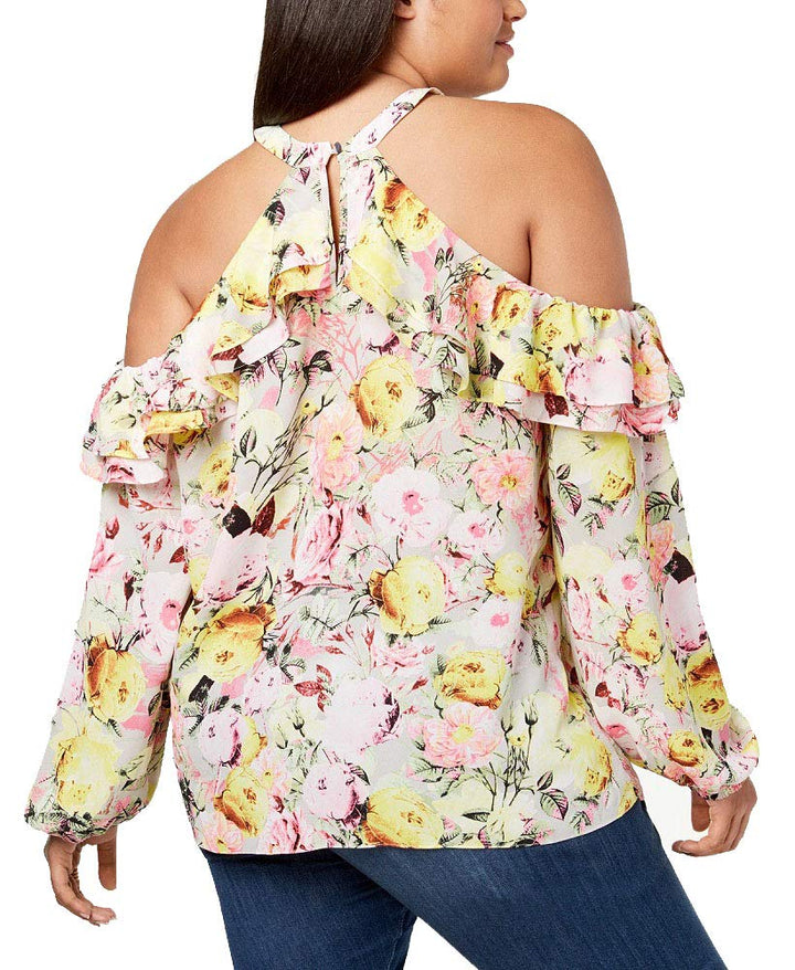 I.N.C. Plus Size Cold-Shoulder Halter Blouse