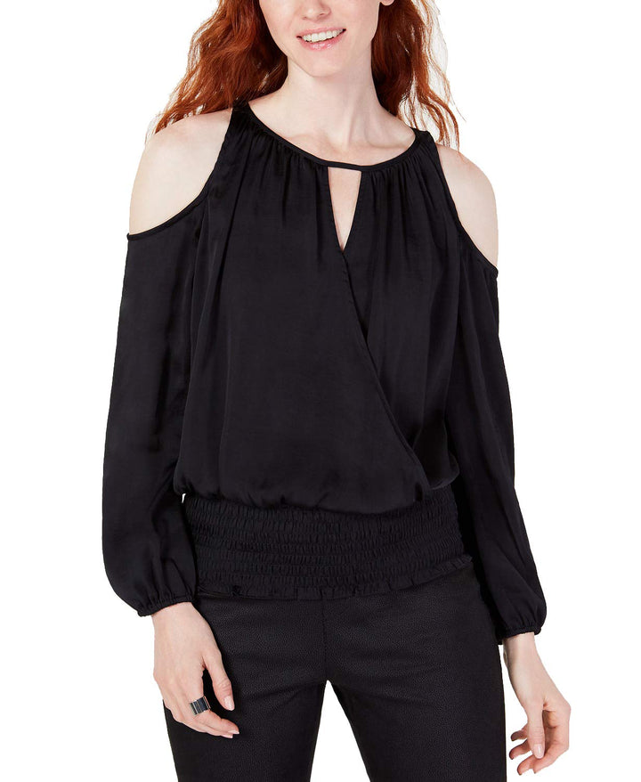 INC Cold-Shoulder Surplice-Front Top