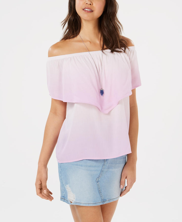 Juniors' Off-The-Shoulder Flounce Top