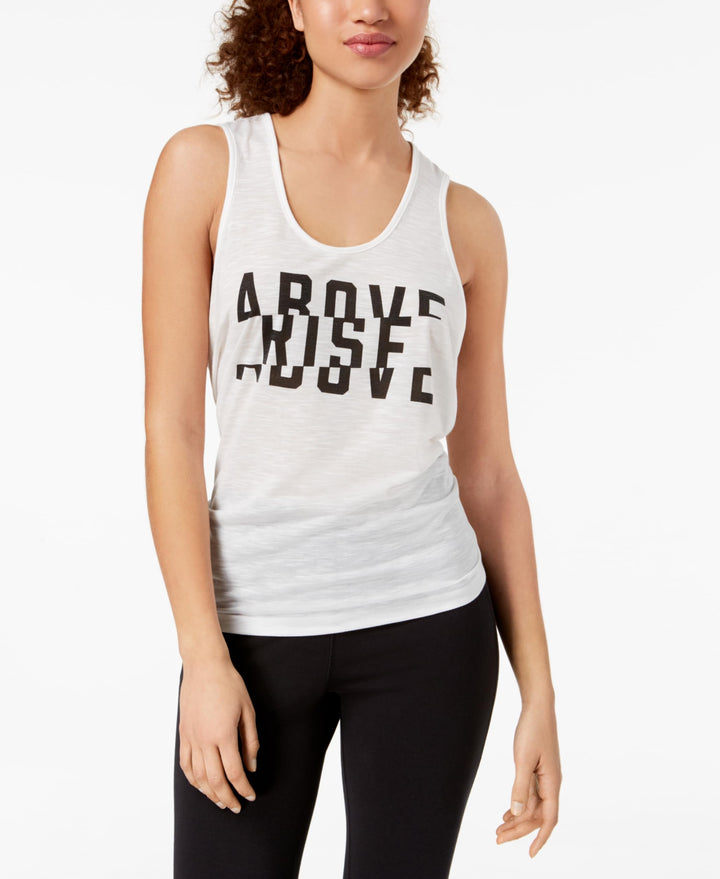 Material Girl Active Juniors Rise Above Graphic Knot Back Tank Top