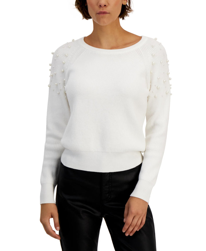 INC International Concepts Womens Embellished Ribbed Sweater