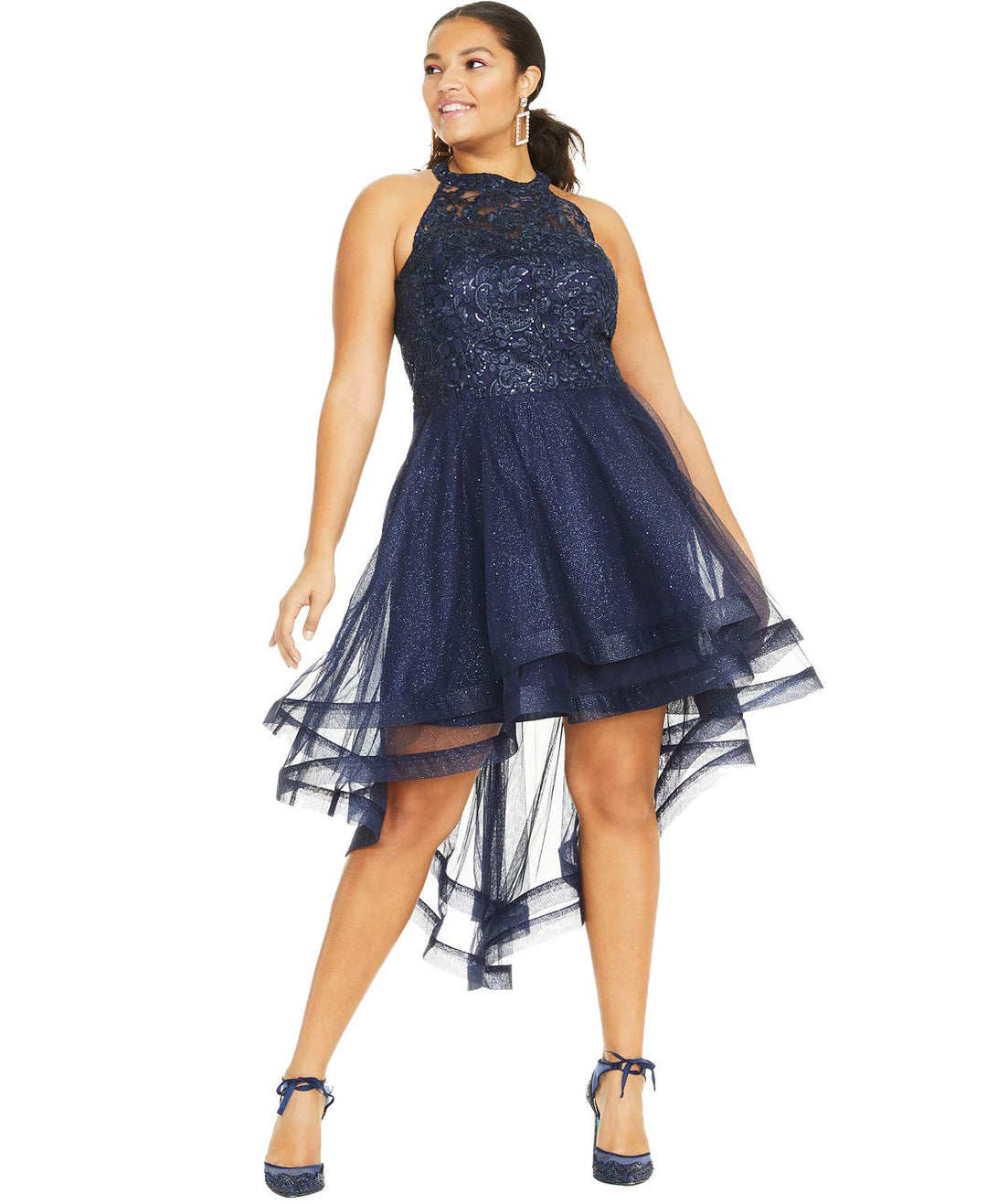 Trendy Plus Size Embellished High-Low Dress