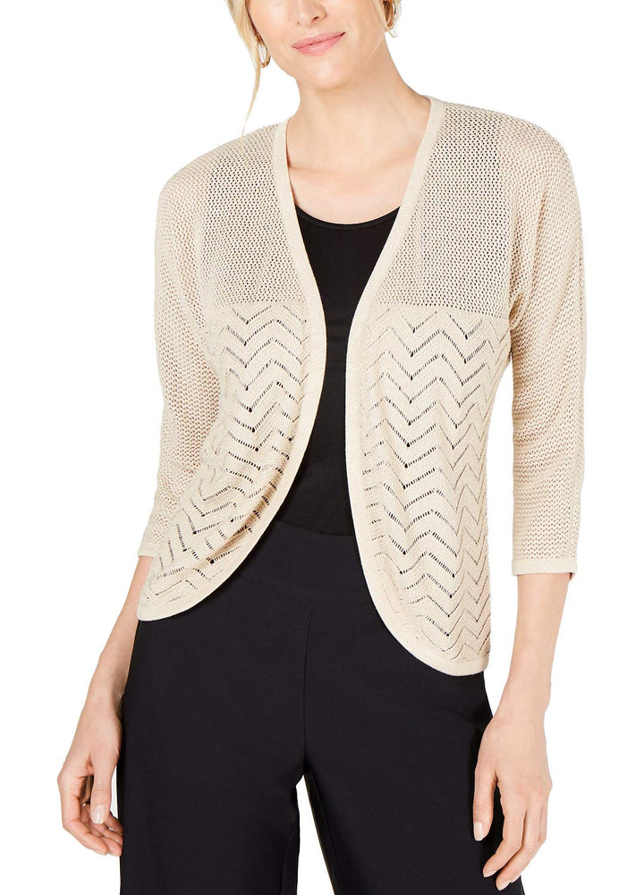 Petite Metallic Mixed-Stitch Cardigan Sweater