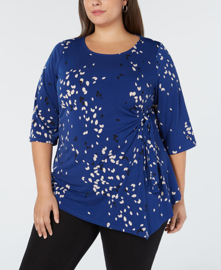 Alfani Plus Size Printed Side Tie Top