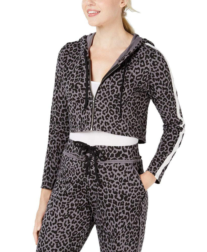 Juniors' Cropped Striped-Sleeve Hoodie