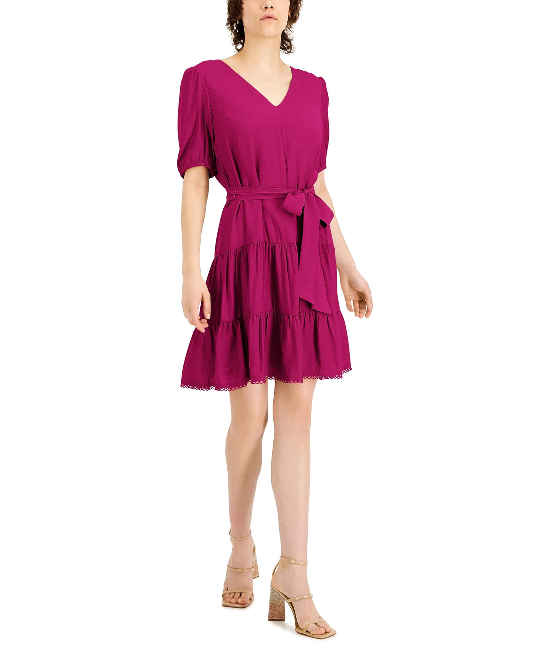 INC International Concepts Tiered V Neck A Line Dress
