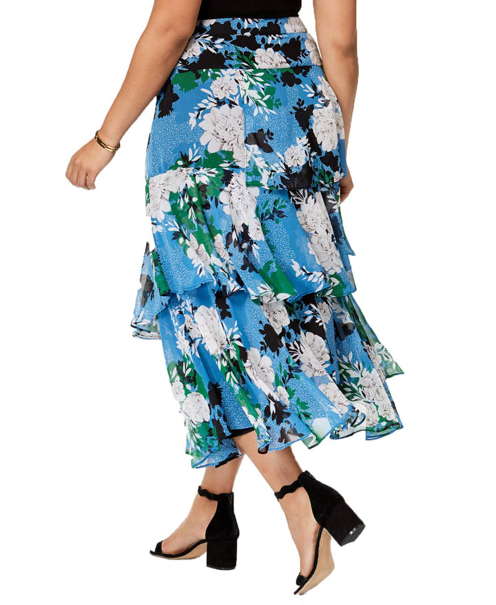 Plus Size Printed Tiered Skirt