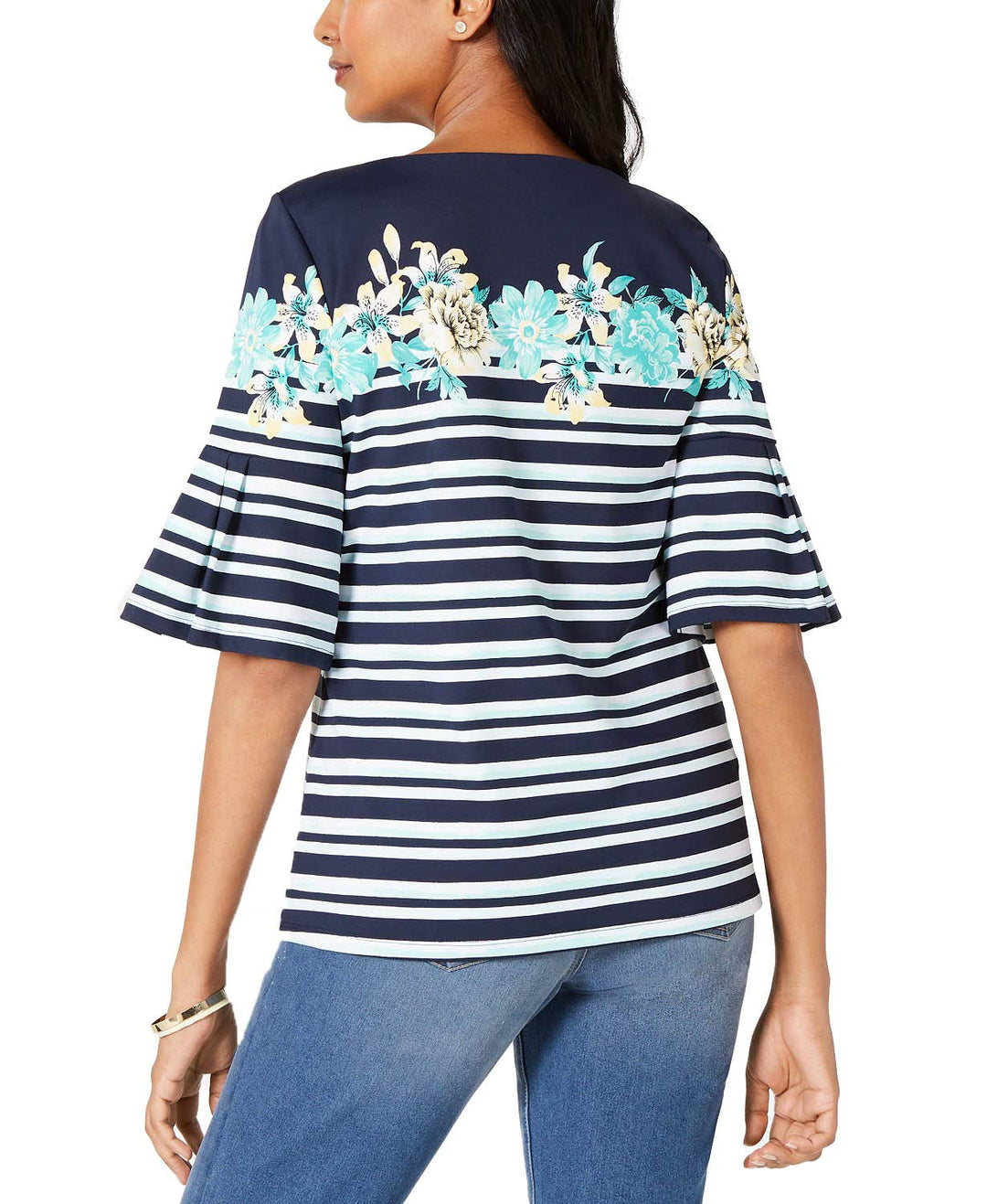 Petite Printed Ruffle-Sleeve Top