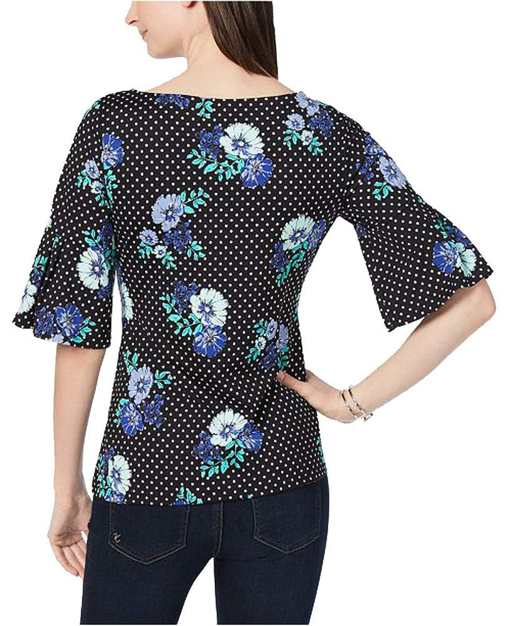 Charter Club Mixed Print Bell Sleeve Top