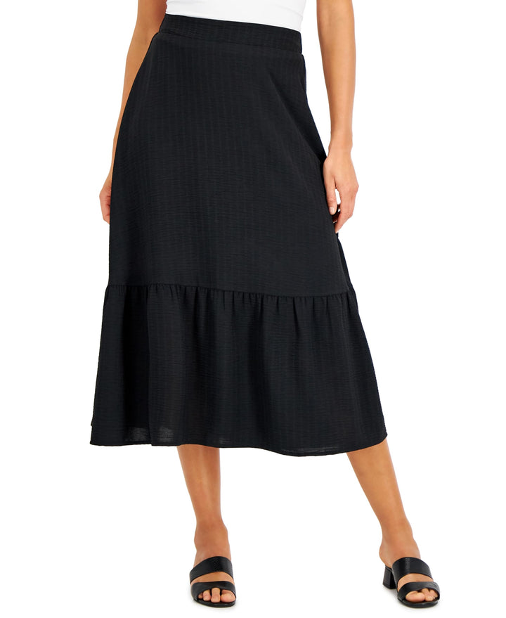 JM Collection Womens Two Tiered Textured Maxi Skirt