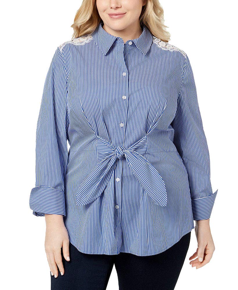 Plus Size Lace Tie Front Shirt
