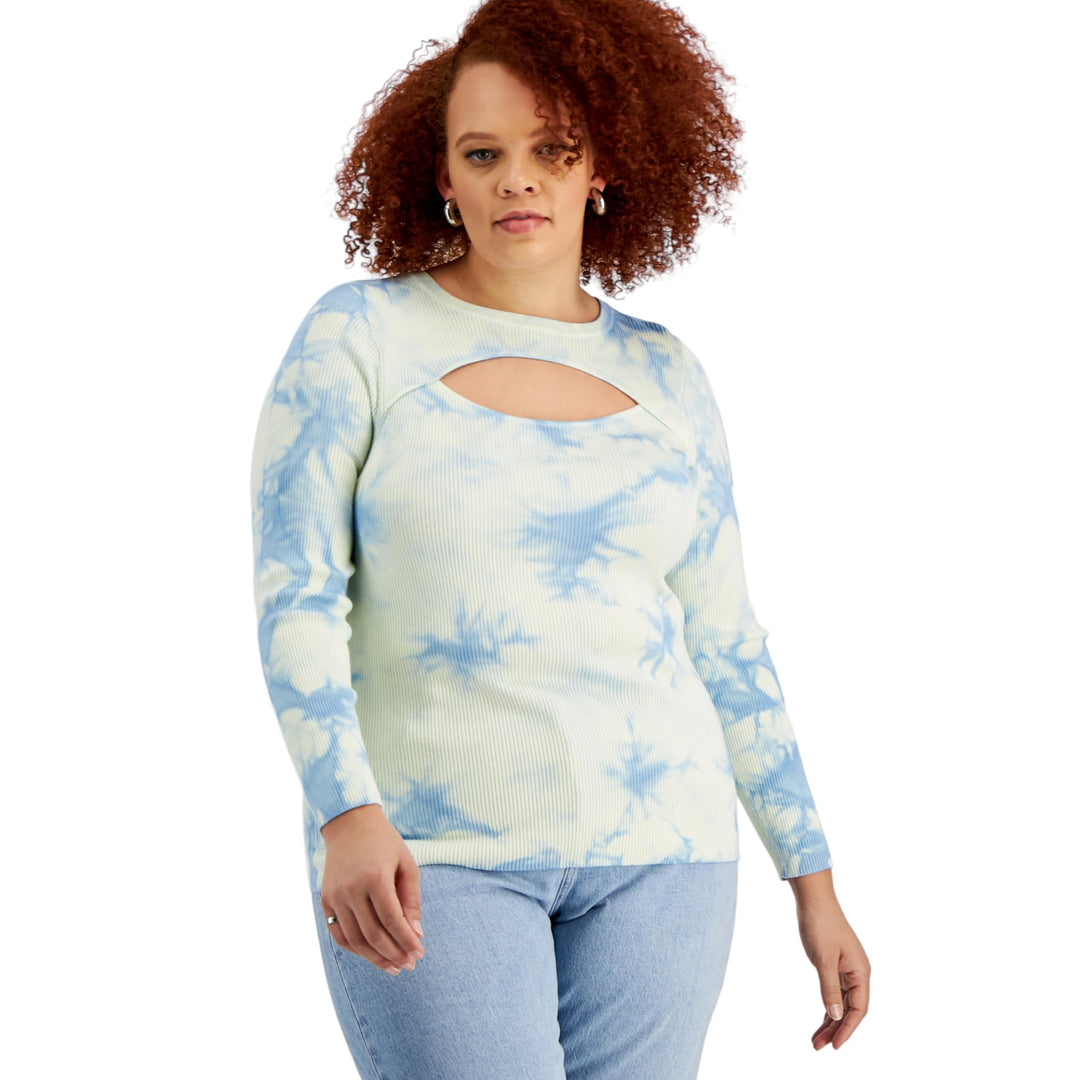 INC International Concepts Plus Size Tie Dye Cutout Sweater