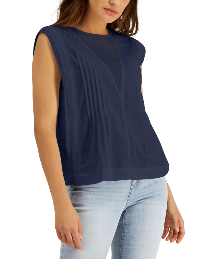 INC International Concepts Cotton Sleeveless Mesh Top