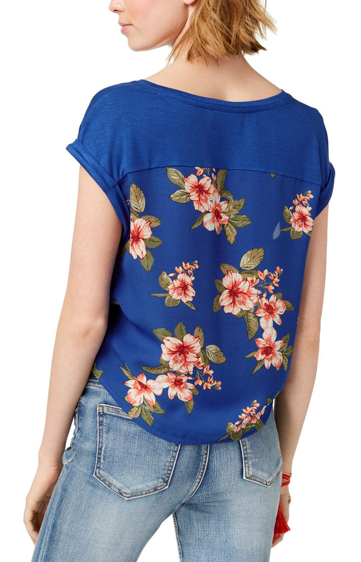 Juniors' Tie-Front Top