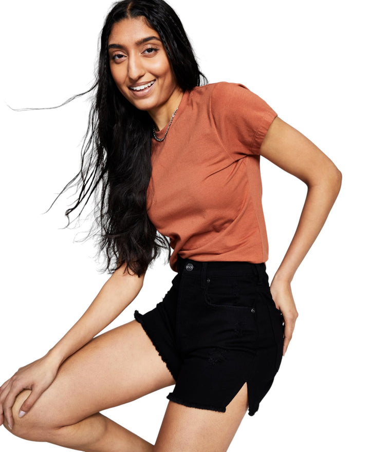 Now This Womens High Rise Frayed Denim Shorts