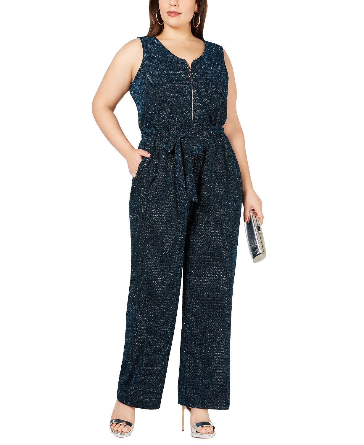 NY Collection Plus Petite Plus Size Metallic Jumpsuit