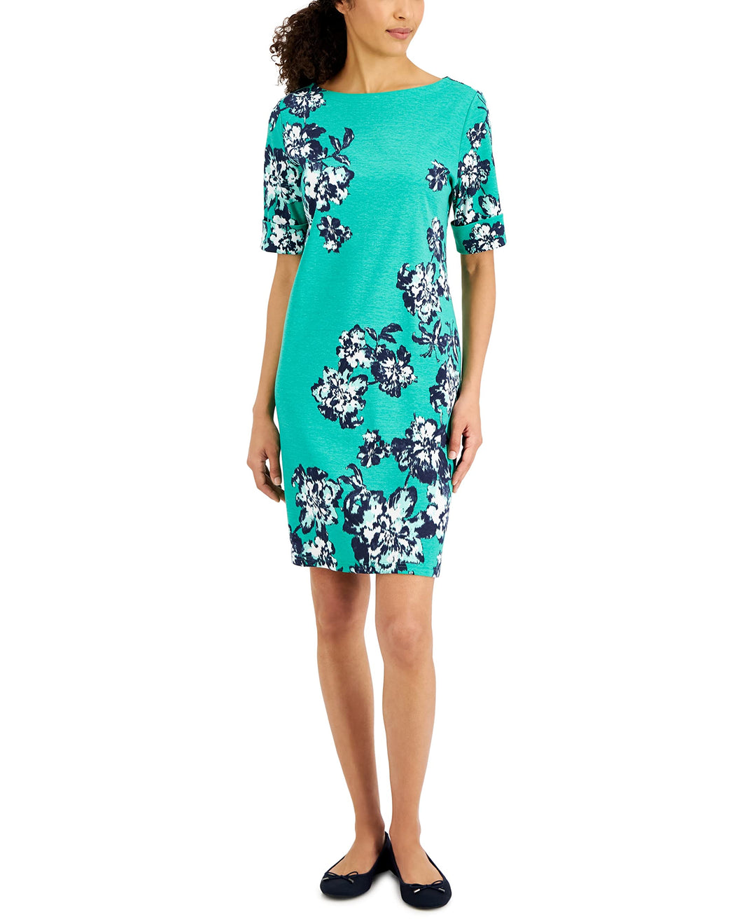 Karen Scott Womens Holiday Floral Printed Dress