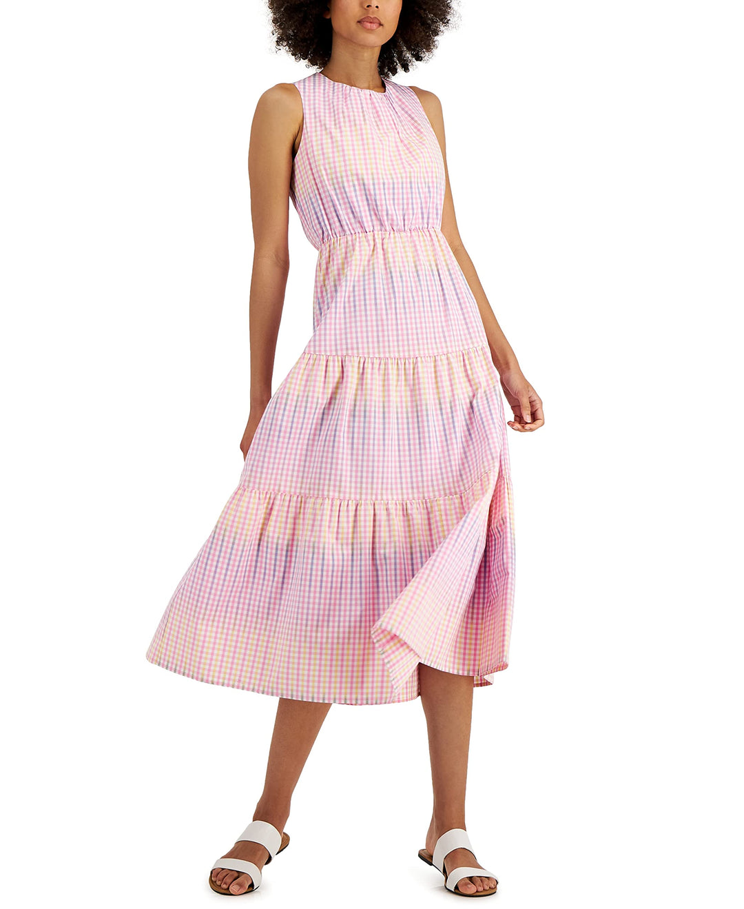 Charter Club Petite Gingham Print Midi Dress