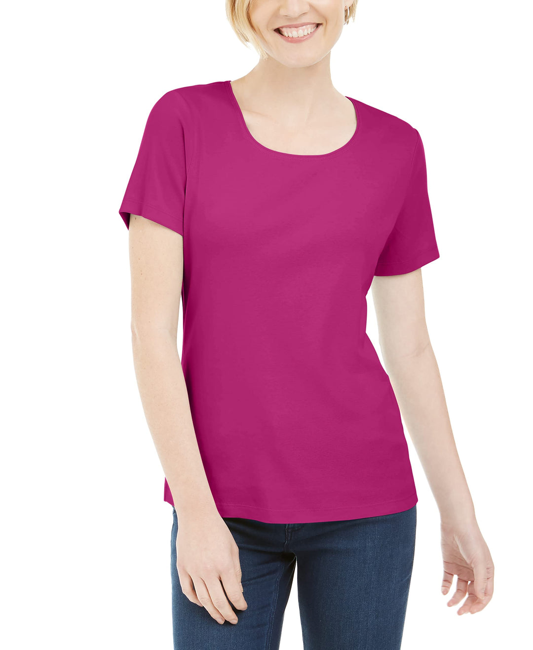 Petite Cotton Scoop-Neck Top