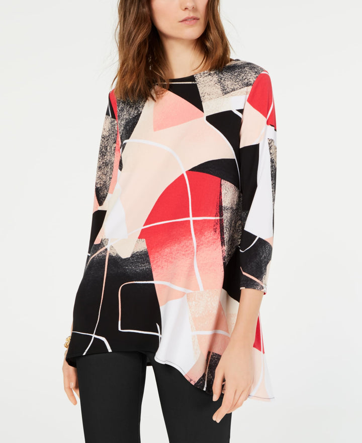 Alfani Printed Handkerchief Hem Swing Top