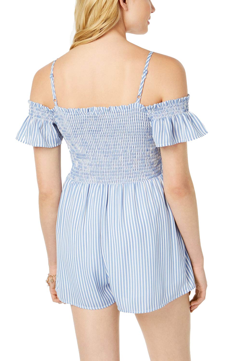 Almost Famous Juniors Smocked Cold Shoulder Romper