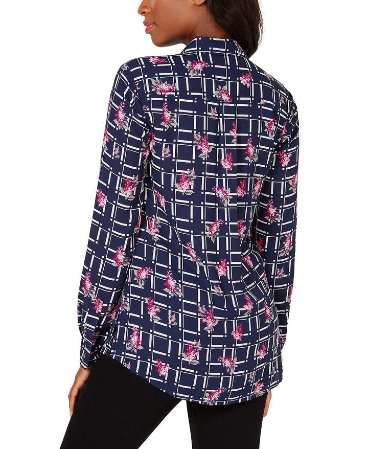 Charter Club Plaid Floral Print Blouse
