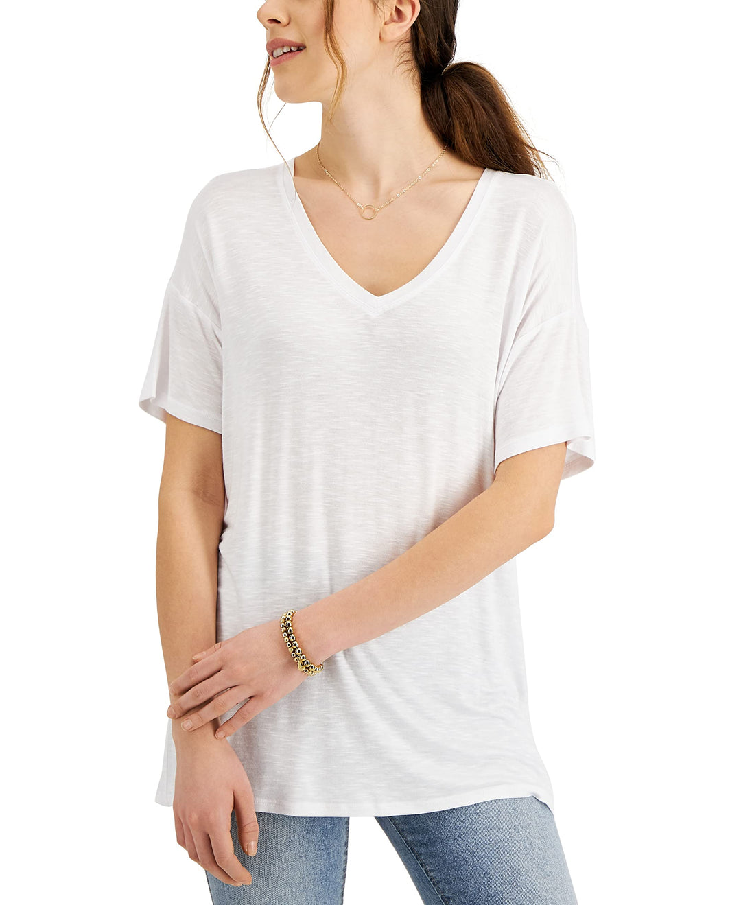 Style & Co Drapey V Neck Short Sleeve T-Shirt