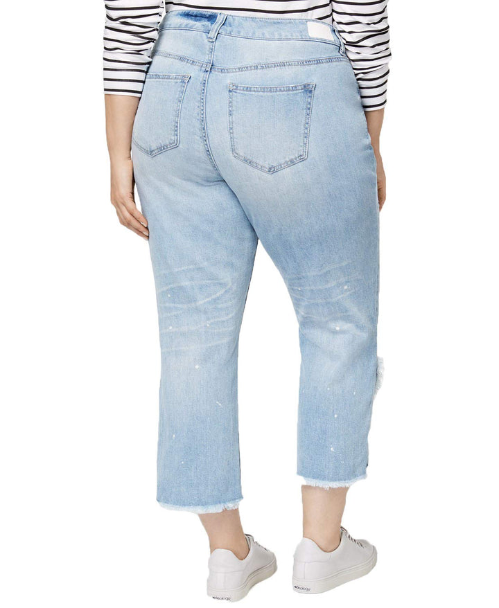 Trendy Plus Size Cropped Destructed Jeans