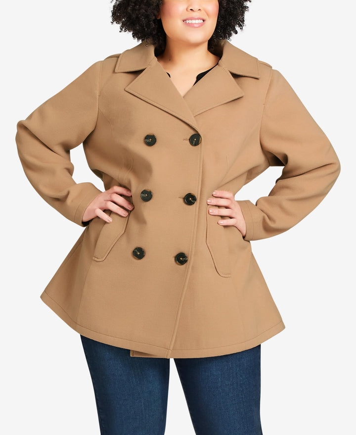 Plus Size Faux Wool Peacoat