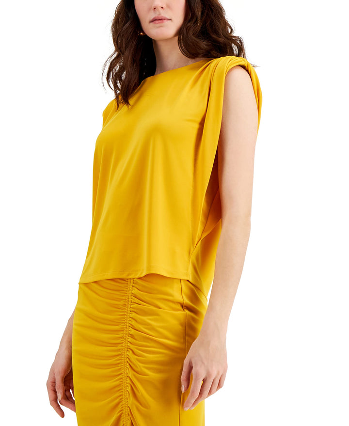 INC International Concepts Womens Ruched Shoulder Sleeveless Top