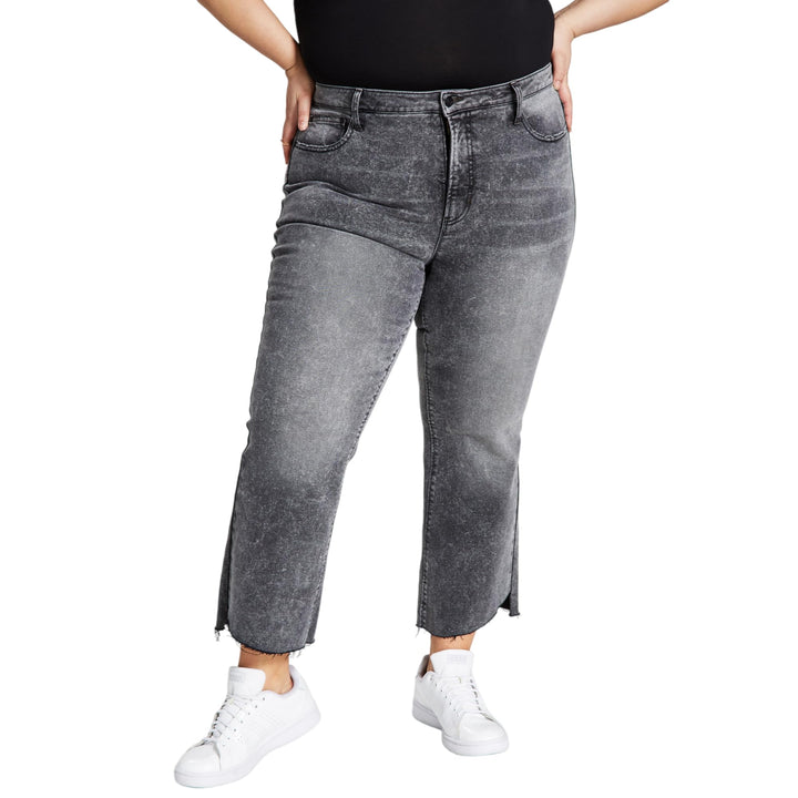 Now This Trendy Plus Size High Rise Step Hem Jeans