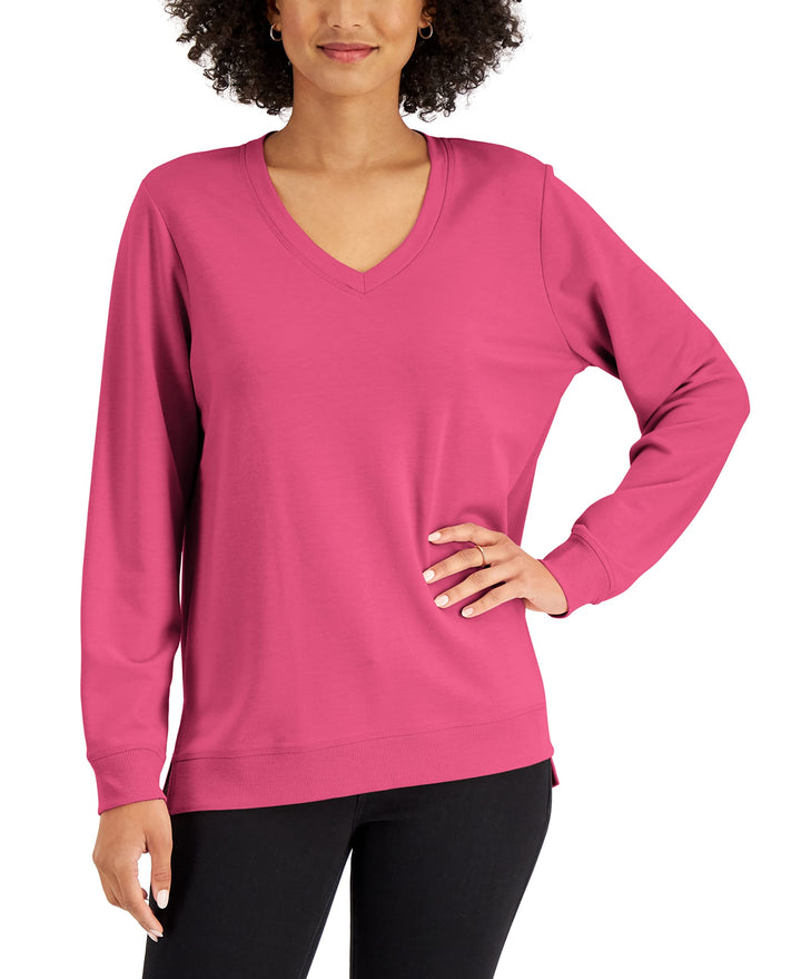 Karen Scott High Low V Neck Top