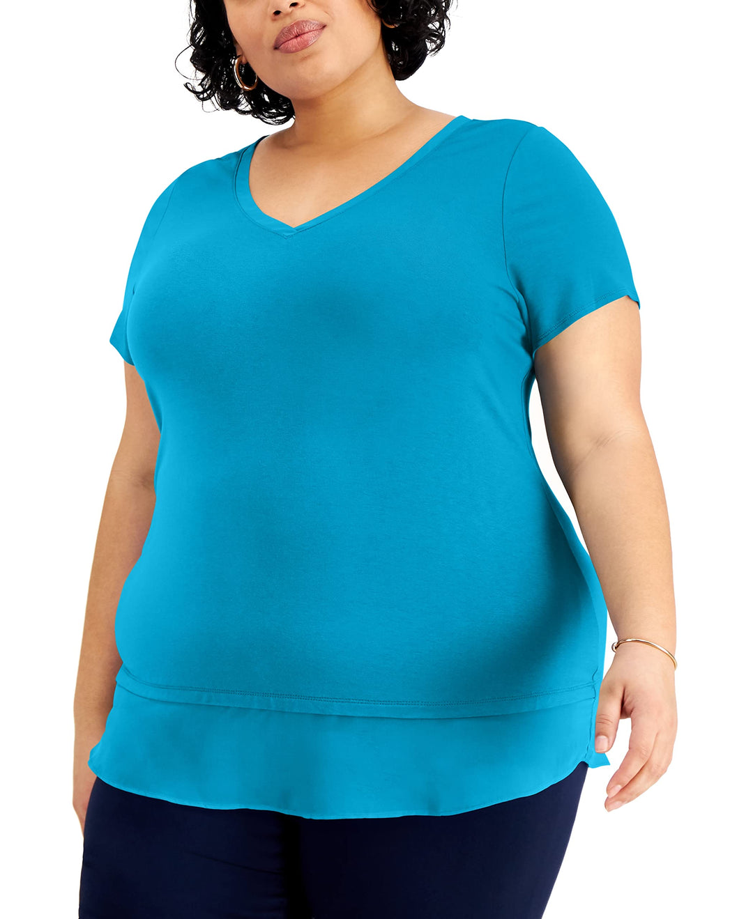 JM Collection Plus Size Layered Hem Top