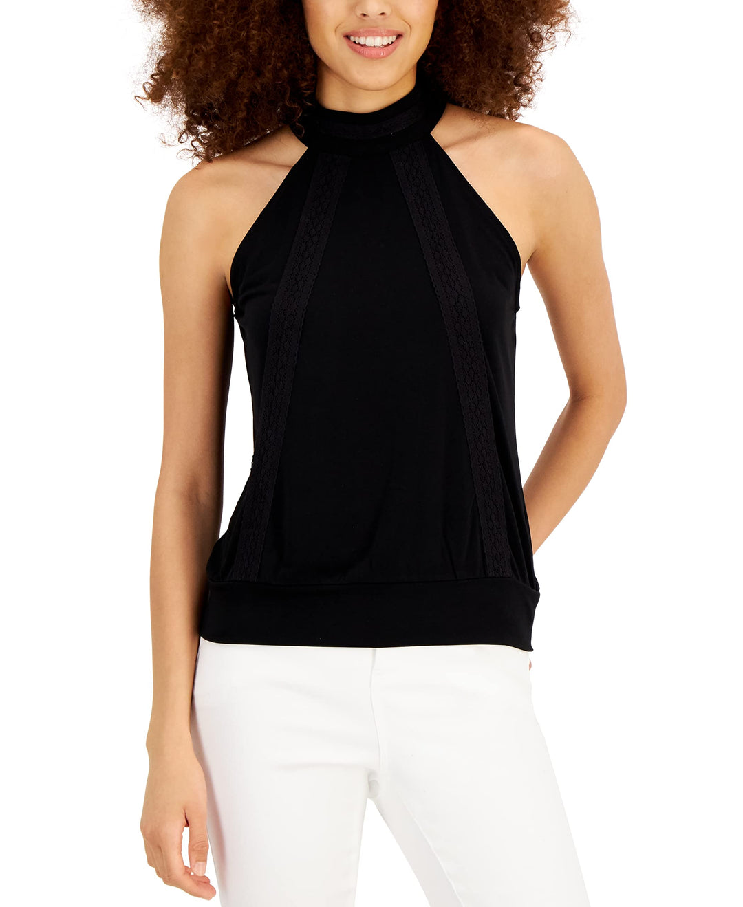 INC International Concepts Lace Inset Halter Top