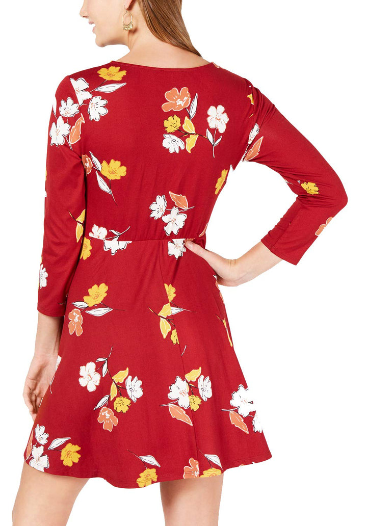 Juniors' Printed Twist-Front Dress