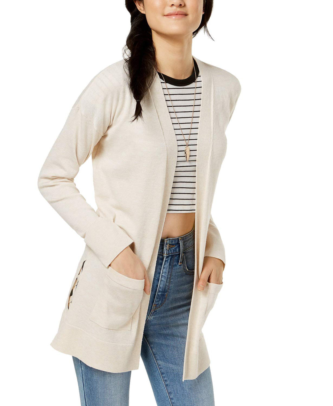 Hippie Rose Juniors Lattice Side Cardigan