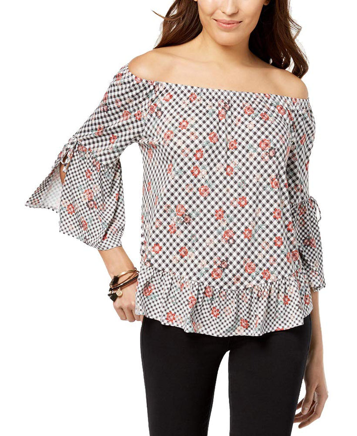 Style & Co Petite Printed Off The Shoulder Top