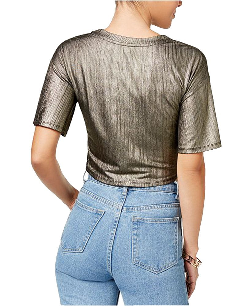 Juniors' Metallic Cropped Corset Top