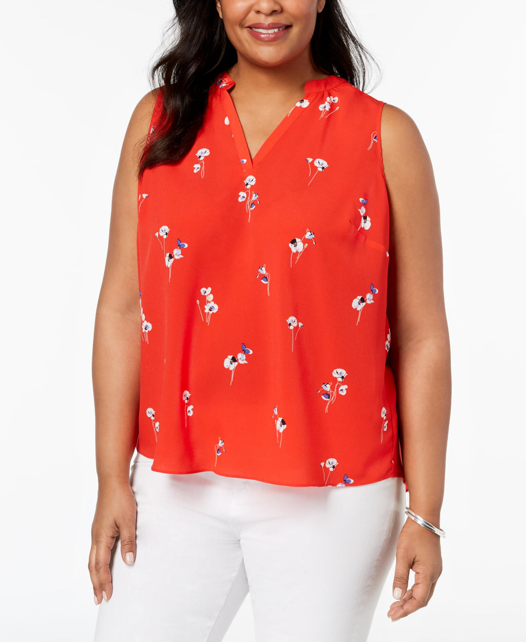 Charter Club Plus Size Sleeveless Floral Print Blouse