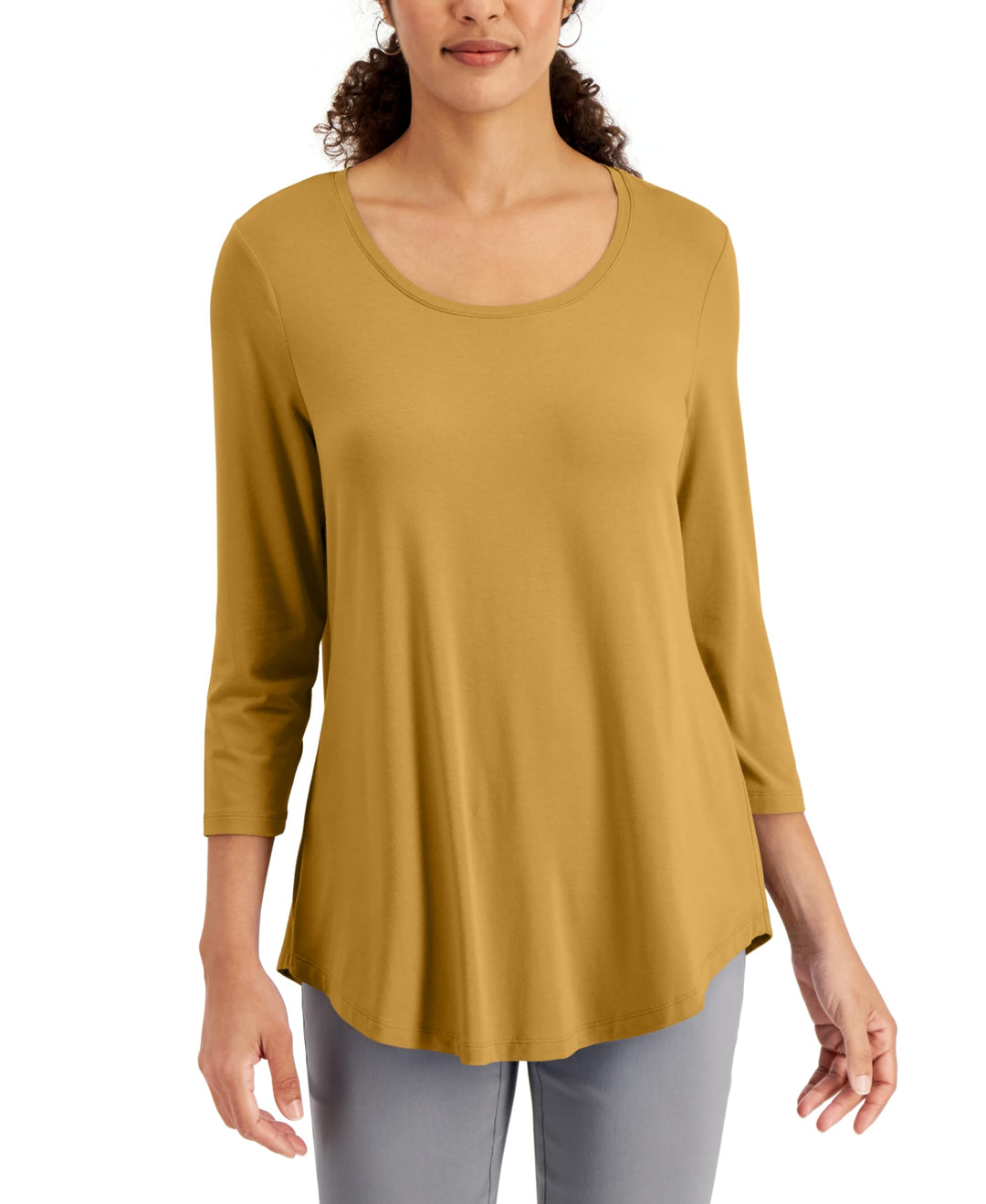 3/4-Sleeve Scoop Neck Top