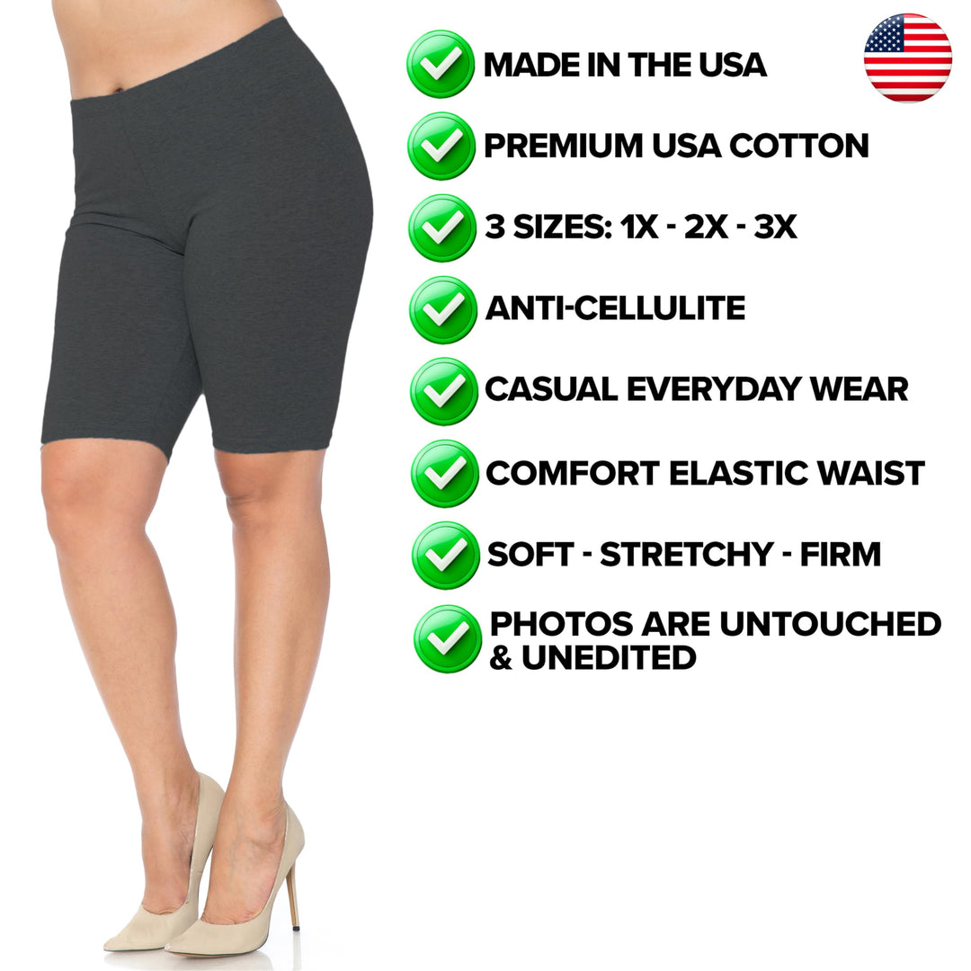USA Basic Cotton Plus Size Thigh Shorts - Bermuda Shorts
