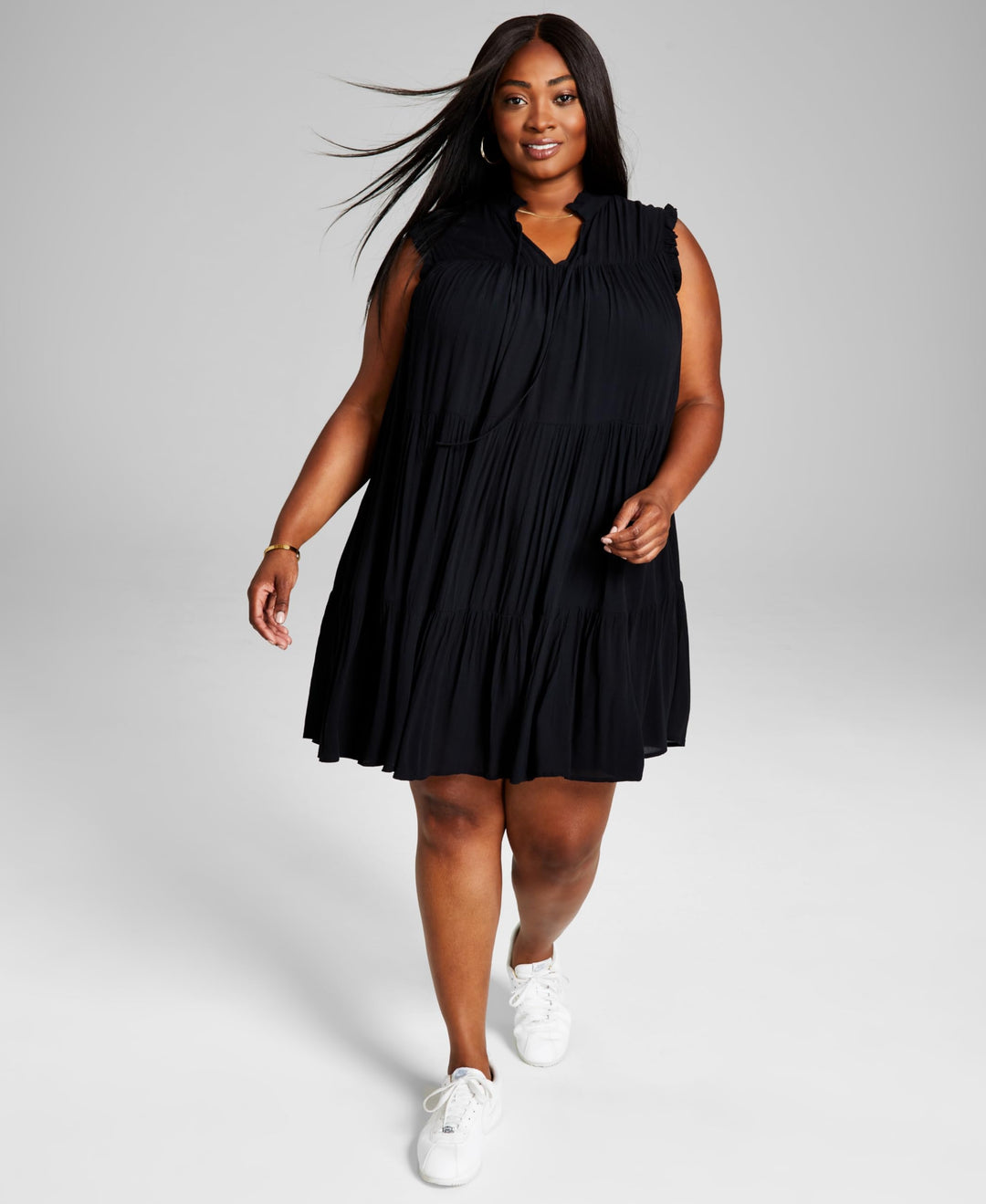 Trendy Plus Size Tiered Swing Dress