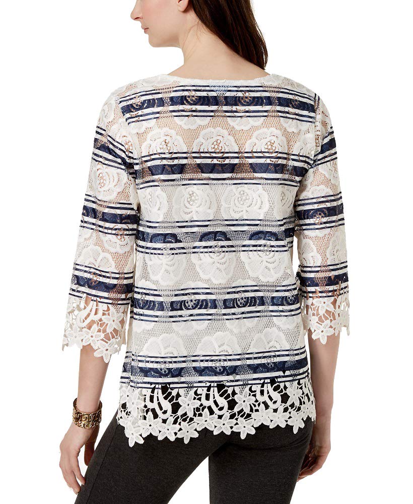Charter Club Striped Lace Top
